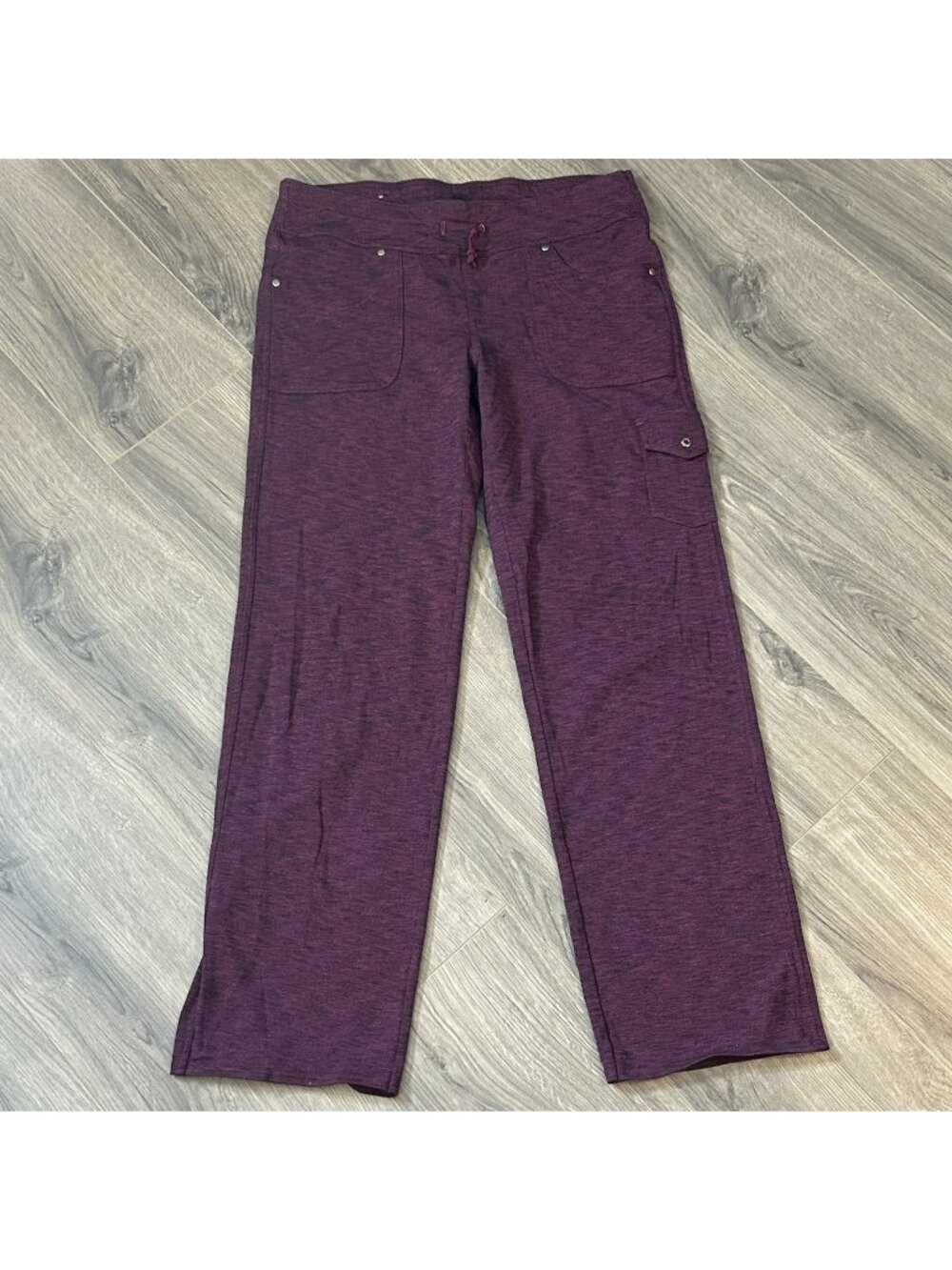 Kuhl Pants Womens 14 Purple Knit Cargo Straight Leg Pull On Stretch Casual
